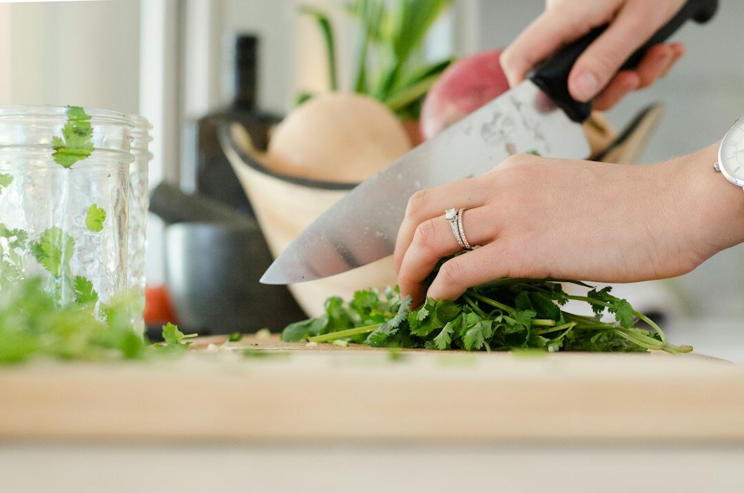 chopping vegetables